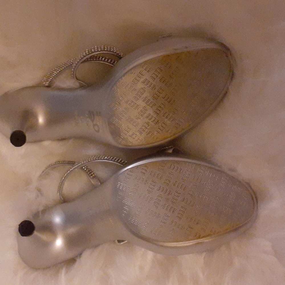 Silver Rhinestone Dress Sandals - Picture 4 of 6